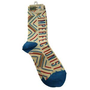 Blue Q Imperfectionist Crew Socks Women's Size 5-10 Beige Red Blue Tan